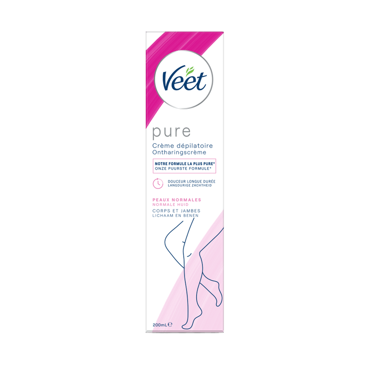 Veet Pure Crème dépilatoire pour peaux normales – Jambes & Corps, 200ml | Veet